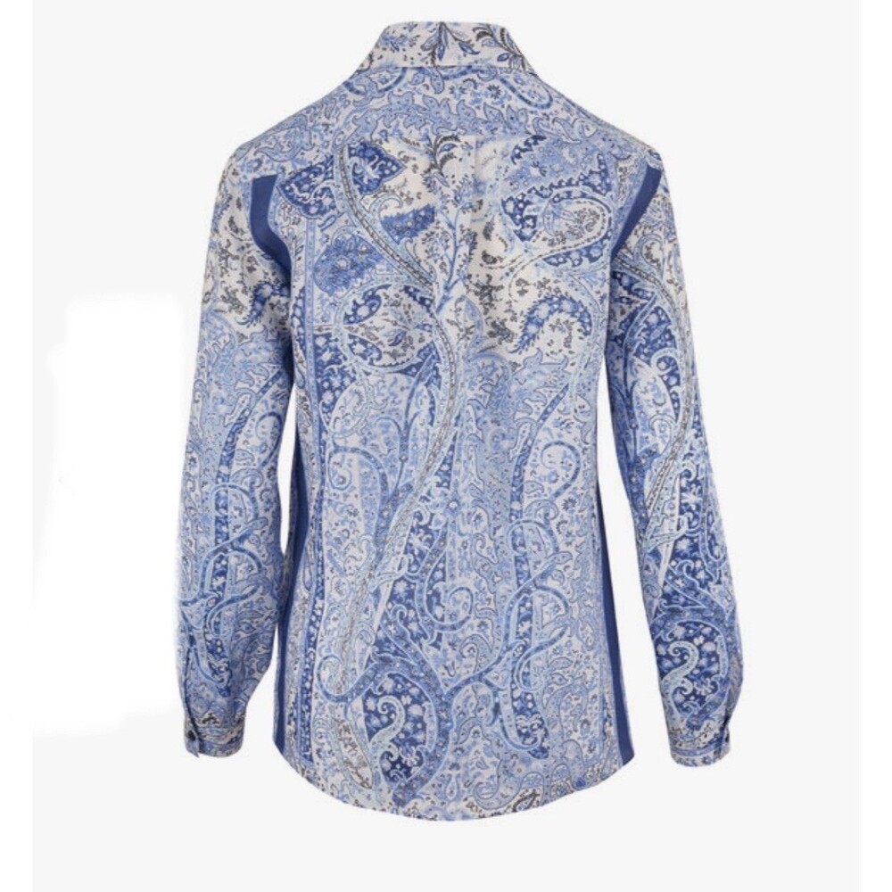 ETRO Italy Designer Floral Paisley 100% Ramie Button-Up Shirt Blouse IT 40 US 4 - Picture 3 of 11